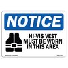 Signmission OSHA Sign, Hi-Vis Vest Must Be Worn In This Area, 14in X 10in Aluminum, 14" W, 10" H, Landscape OS-NS-A-1014-L-13513